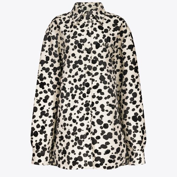 NWT AREA Dalmatian Denim Midi Skirt | Black/Off White - Picture 1 of 4